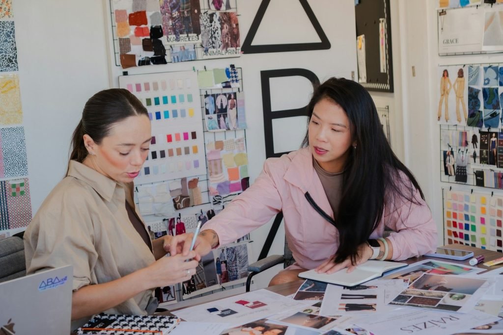 Creative team working at a studio table
