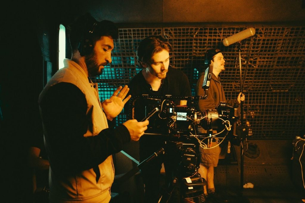Crew working together on set